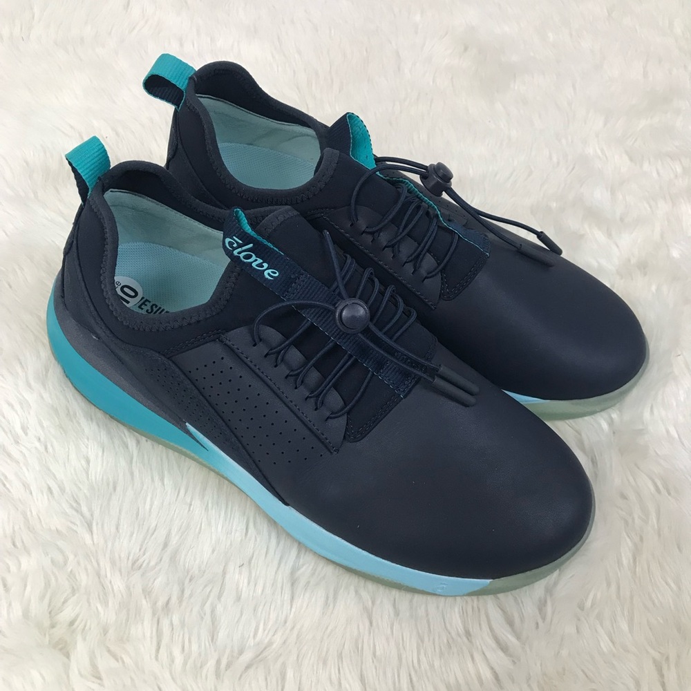 CLOVE Navy Aqua Blue Classic Nursing Shoe Sneaker Womens Size 10 Comfort Slip On - Picture 2 of 10